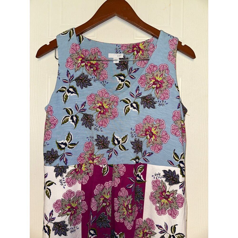 J. Jill Floral Colorblock DressโV Neck Sleeveless Side Pockets Stretch Size Smal - Picture 5 of 13